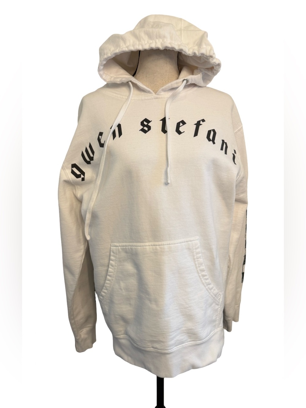 Gwen Stefani Graphic Hoodie White Black Checker Sleeve Y2K Streetwear M